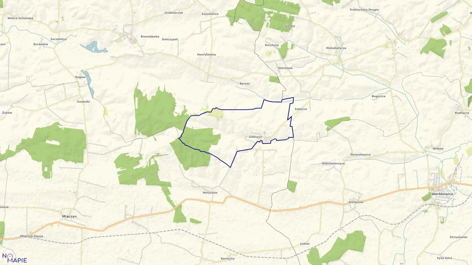 Mapa obrębu Gdeszyn w gminie Miączyn