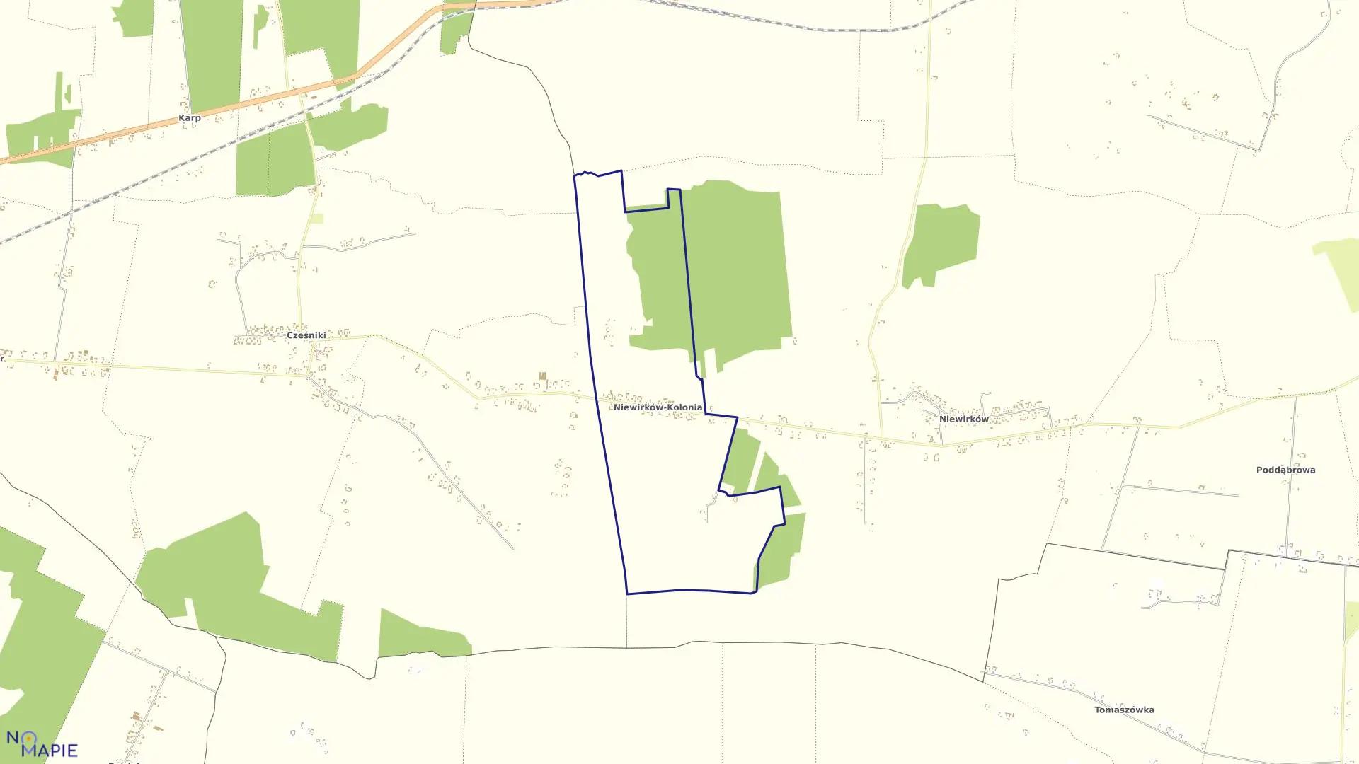 Mapa obrębu Kolonia Niewirków w gminie Miączyn