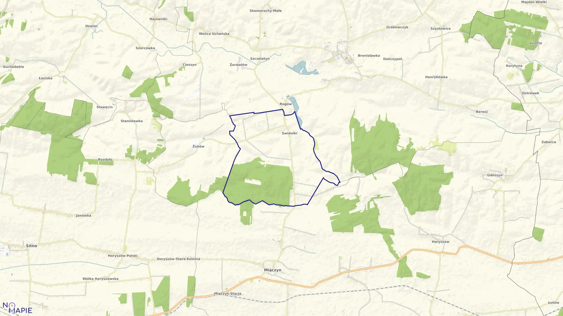 Mapa obrębu Świdniki w gminie Miączyn